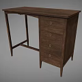 Classic Wooden Writing Desk With Four Drawers And Round Knobs Structure 3d model