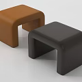 Modern Brown and Black Leather Stools with Curved Design and Sleek Contemporary Style