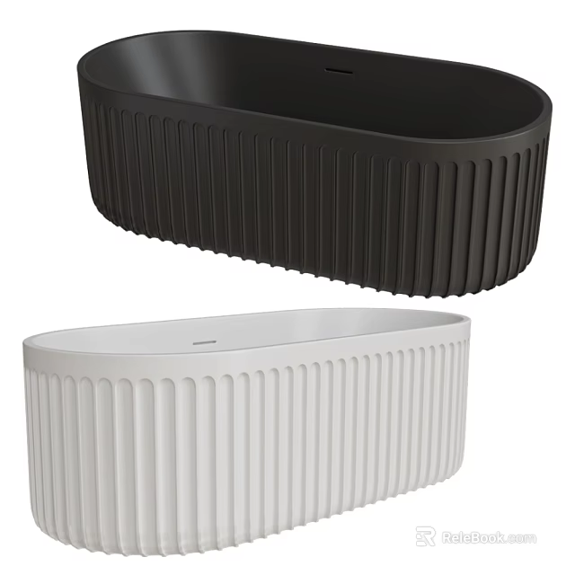 Modern Black And White Ribbed Oval Bathtubs For Contemporary Bathroom Design 3d model 