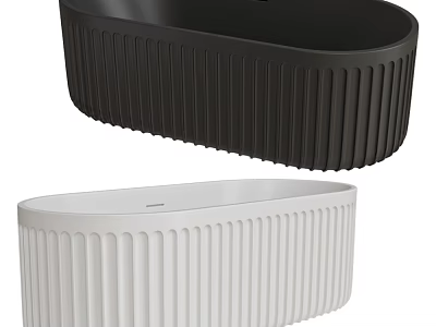 Modern Black And White Ribbed Oval Bathtubs For Contemporary Bathroom Design 3d model