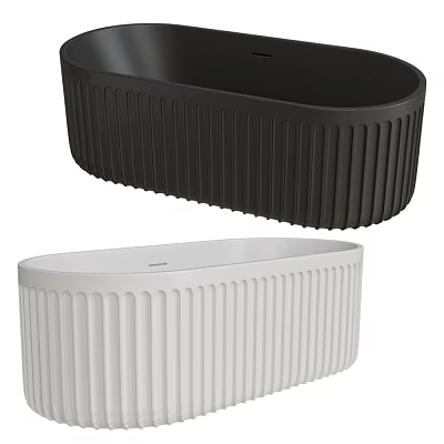 Modern Black And White Ribbed Oval Bathtubs For Contemporary Bathroom Design 3d model