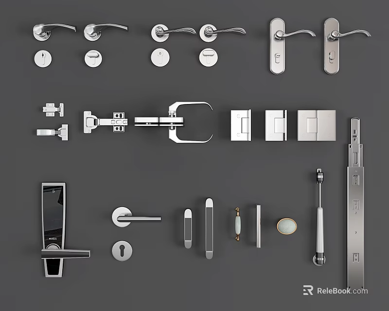Various Modern Door Handles And Hardware Accessories For Home Renovation 3d model 