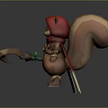 Cute Red Hooded Squirrel Character In Cloak Holding Sword With Brown Boots And Adventurous Style