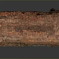 Vintage Weathered Red Brick Wall Structure With Varied Color Bricks And Base Foundation