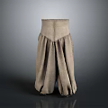 Daily Life Essential Loose Fit Beige Fabric Pants With Elastic Waist And Cuffed Hem
