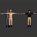3D Uniformed Character Models With Various Colored Outfits And Outstretched Arms