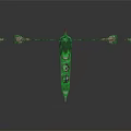 Green Jade Decorative Weapon With Golden Accents And Arrow Shaped Ends
