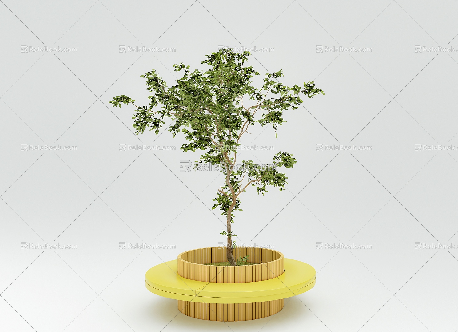 tree pond green plant potted plant model