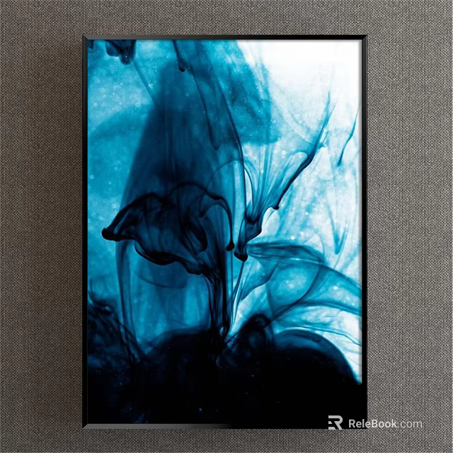 Abstract Blue Ink Artwork With Flowing Water Diffusion And Dark Tones 3d model