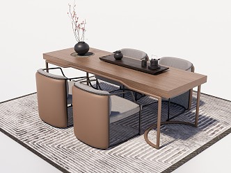 New Chinese Tea Table and Chair Solid Wood Tea Table and Chair Dining Table and Chair 3d model