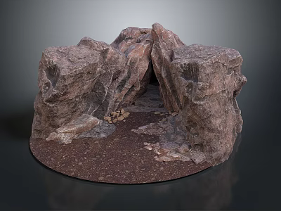 Realistic Rock Cave Structure With Rough Surface And Brown Earthy Base 3d model