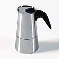 Silver Stainless Steel Moka Pot with Black Handle for Daily Kitchen Appliance Use