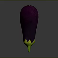 Fresh Ripe Purple Eggplant With Green Stem Isolated On Gray Background