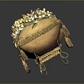 Elegant Decorative Box With Beige Surface And Floral Leaf Tassel Accents