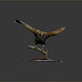 Eagle Sculpture With Spreading Wings In Dynamic Display Pose On Wooden Base 3d model