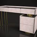 Elegant Modern Dressing Table With Velvet Top And Gold Metal Legs And Drawers