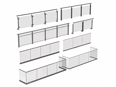 glass balustrade glass handrail office stair handrail stair glass handrail 3d model