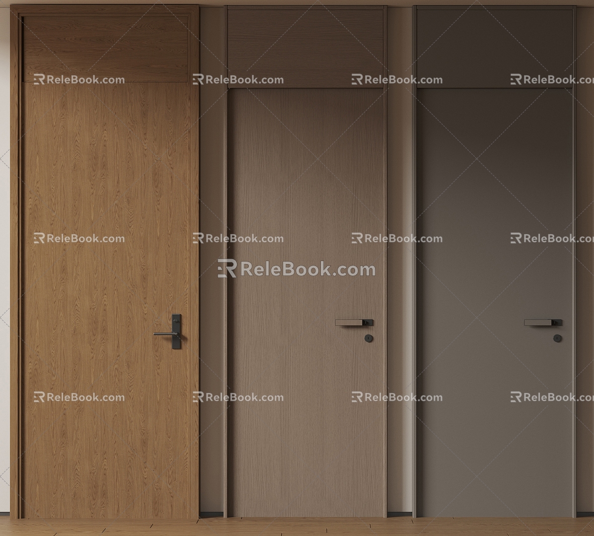 Modern Minimalist Single Door Room Door Bedroom Door Flat Door Solid Wooden Door Swing Door 3d model