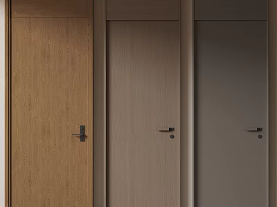 Wooden Hinged Doors Design With Light Medium Wood And Dark Gray Colors 3d model