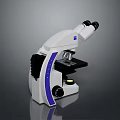 Professional White Microscope Featuring Binocular Head Purple Accents and LED Illumination