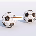 Classic Black And White Soccer Balls As Sports Equipment With Vintage Design And Worn Texture