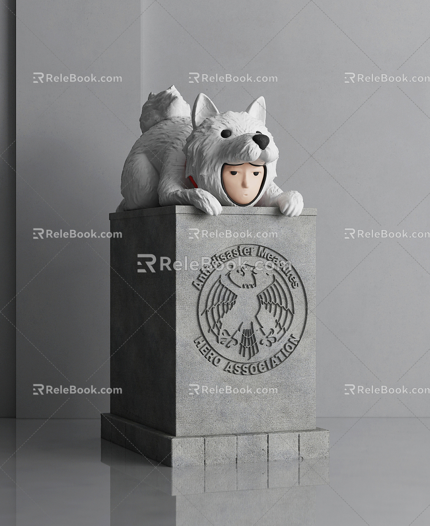 Modern Sculpture Police Dog Man Sculpture 3d model