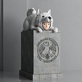 Modern Sculpture Police Dog Man Sculpture 3d model