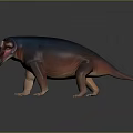 Game Movie Character 3D Rendered Creature With Blue Red Body Bulky Build And Crested Head