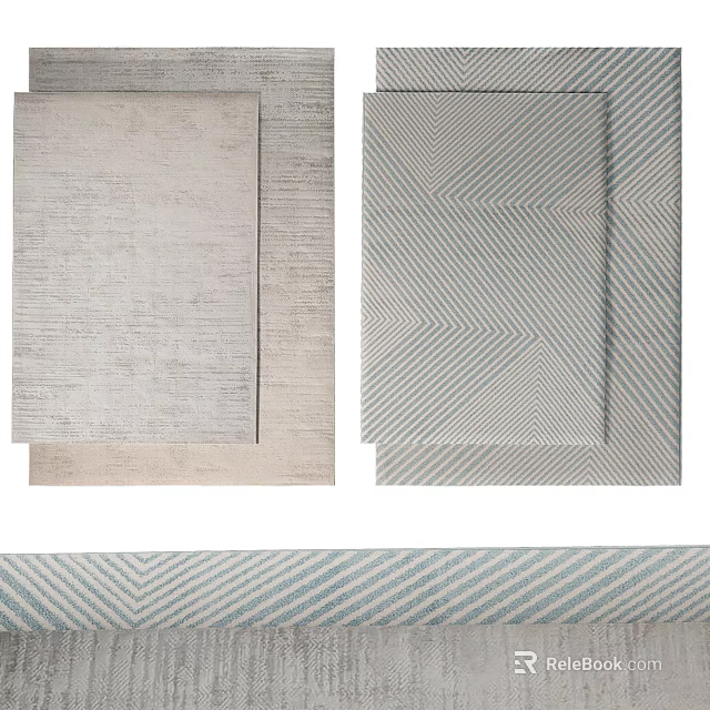 Square Rugs Featuring Herringbone And Striped Patterns In Light Neutral Tones For Home Decor 3d model