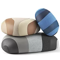 Comfortable Upholstered Sofa Stools In Gray Beige Brown Blue With Modern Rounded Design