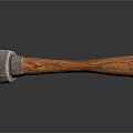 Handcrafted Axe Weapon With Carved Wooden Handle And Intricate Metal Head Design