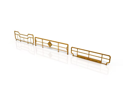 Golden Metal Railings With Geometric Patterns And Decorative Details On White 3d model