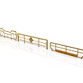 Golden Metal Railings With Geometric Patterns And Decorative Details On White