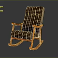 Modern Rocking Chair With Wooden Frame And Gray Stitched Cushion