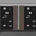 Modern Dark Wood Bookcase With Multi Tiered Shelves Holding Books And Decorative Items