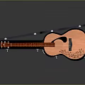 Elegant Acoustic Guitar In Open Case With Floral Pattern And Shiny Reflection