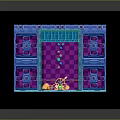 Colorful Frame Scene Featuring Yellow Character Floating Colorful Dots Purple Blue Architecture And Pink Checkerboard