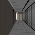 Modern Elevator Hallway Interior Design With Paneled Walls And Tiled Floor 3d model