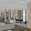 Modern Restaurant Interior Design With Wooden Partitions Sofa Seating Blue Chairs And Herringbone Floor