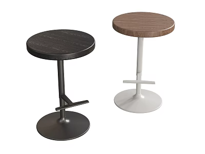 Two Different Color Round Seat Bar Stools with Metal Bases 3d model