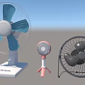 White Desktop Pink Portable and Black Floor Electric Fans with Modern Design