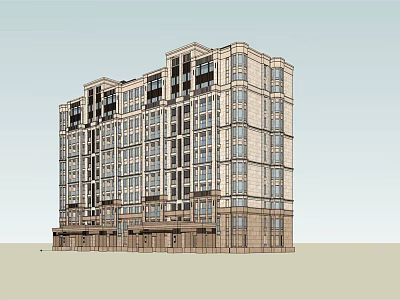 Modern Residential Building Exterior with Multiple Floors Large Windows and Entrance Design 3d model
