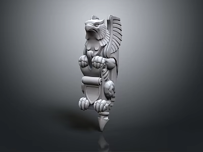 Eagle Headed Winged Stone Sculpture With Claws Scroll Base And Intricate Carving Details 3d model