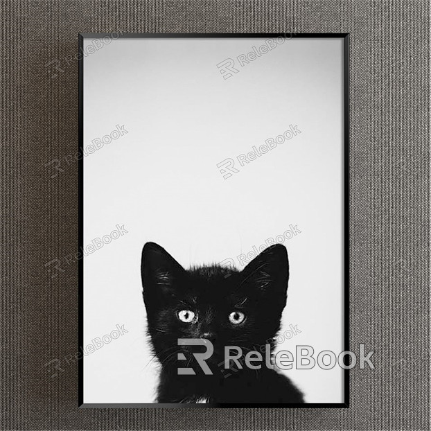 Modern Animal Painting Simple Black and White Study Animal Cat Decorative Painting model