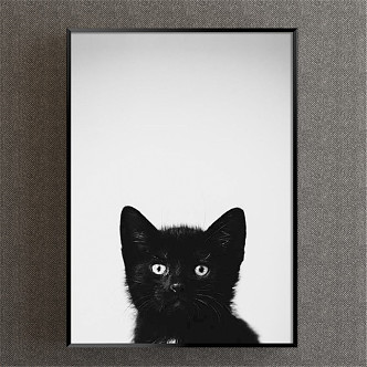 Modern Animal Painting Simple Black and White Study Animal Cat Decorative Painting 3d model