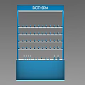 Blue BIOTHERM Display Shelf with Layered Shelves Neatly Holding Cosmetic Bottles