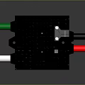 Black Electronic Device with Metal Heatsink Structure Red Black Connectors and Component Holes