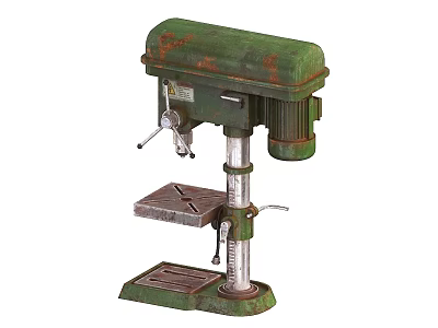 Green Industrial Drill Press Equipment with Stable Base and Worktable Platform 3d model