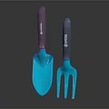 WOLF-Garten Blue Shovel And Fork Hardware Tools With Gray Handles 3d model