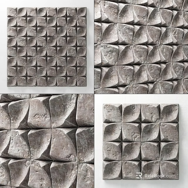 Textured Concrete Wall Decor With 3D Geometric Patterns And Relief Design 3d model